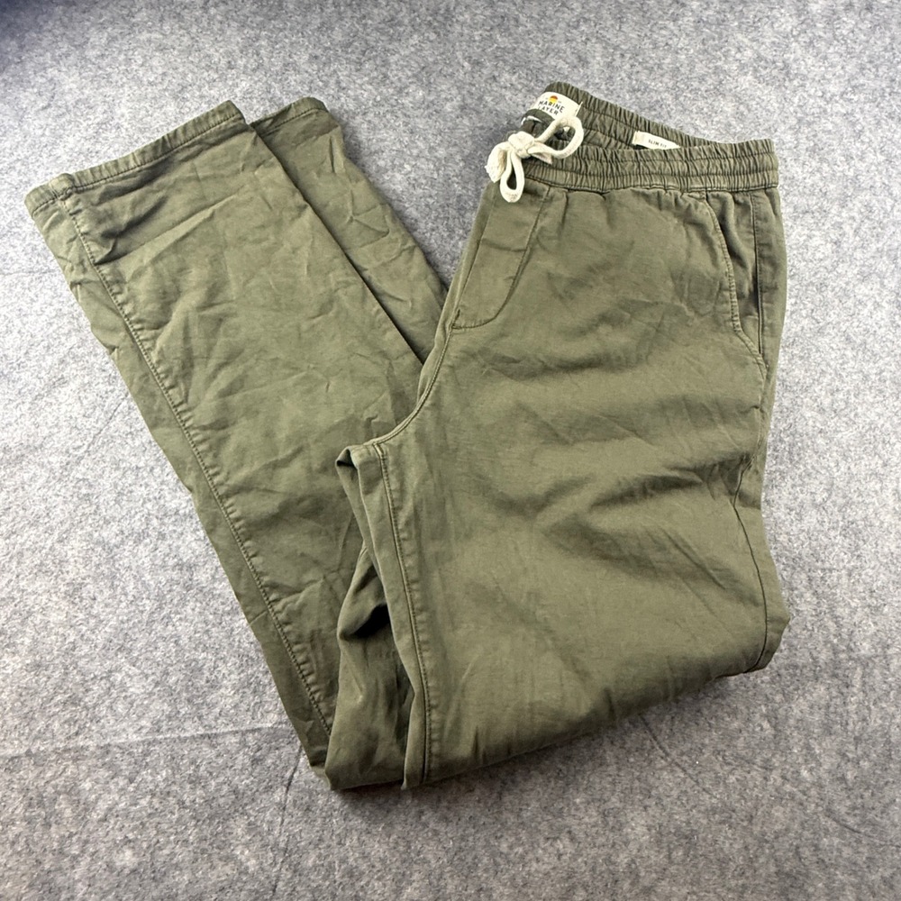 Marine Layer Saturday Slim Fit Pants Mens XL Olive Green Elastic Drawstring